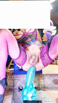 Cute TS Sissy Transgender Sexy Lingerie Riding Big Anal Dildo Without Panties