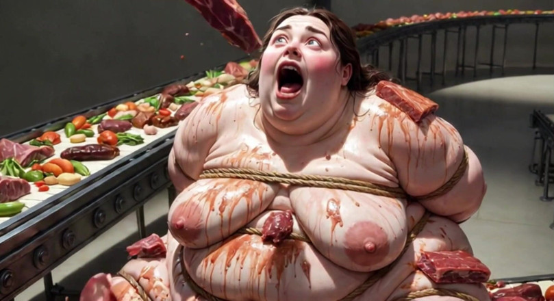 YOUR BEST FANTASY: Humiliated BBW Slave Tied and Stuffing Her Belly Deep