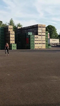 Granny Walking Outside in Black Leggins