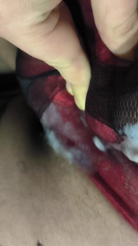 Juicy Cumshot Through Patterned Floral Pantyhose