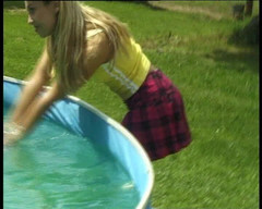VintageXMovies: Playful Horny Blonde Teen Teases in Pool - Wet Bikini Slips &...