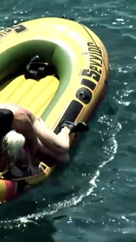 Christine Alexis gets the cum fucked out of her on a raft in the ocean
