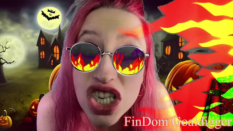 FinDom Goaldigger: Transformasi kepada banci zakar Halloween yang dipadam