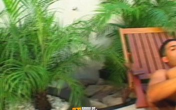 Blonde Granny Gets Her Bush and Ass Screwed by a Young Guy on the Sunbed