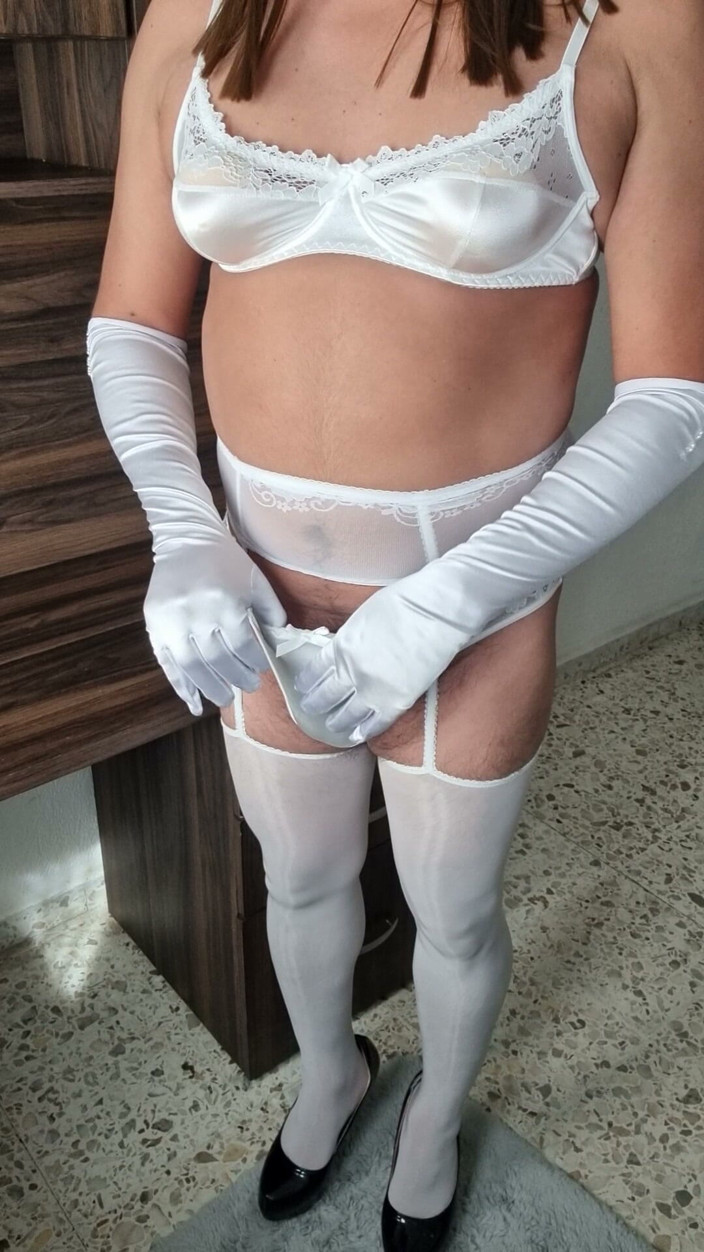 My panties: White Lingerie for the Sissy Wedding Night, Ready to Please...