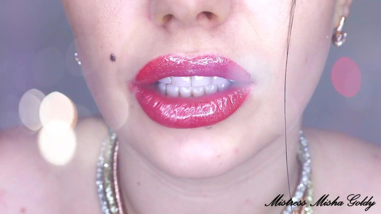 Goddess Misha Goldy: Cheire meus grandes lábios vermelhos + contagem regressiva de porra com...