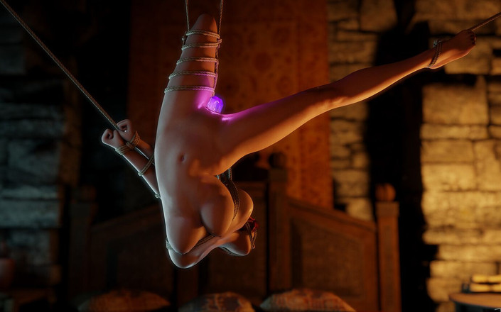 The Rope Dude: Shibari 悬架中的 Triss 被一个神奇的水晶操