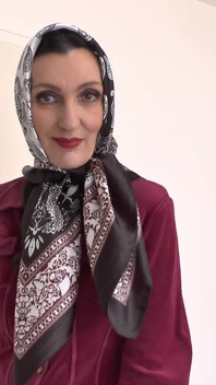 Demonstration of Beautiful Satin Headscarves, JOI, Lady Victoria Valente