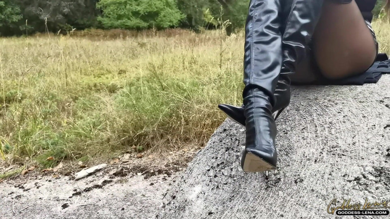 Goddess Lena: Suck my OTK boots!