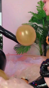 Air Balloon Looner Hot Fetish 2 Lesbians in Tight Shiny Rubber Clothes Having Fun