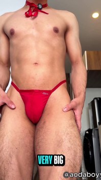 ひもを着た男と