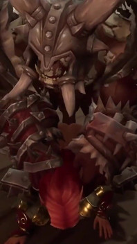 Ruiva Elf esmagada por um Orc Warlord: Warcraft Parody