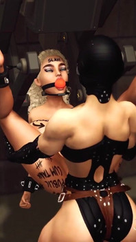 Strap-on in Action! Horny Lesbian Blonde Slut in Restraints Gets Fucked Hard