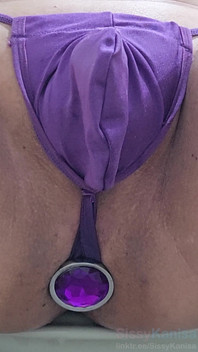 Sissy Kanisa Try on New Toy Purple Jewel Metal Anal Plug Size L