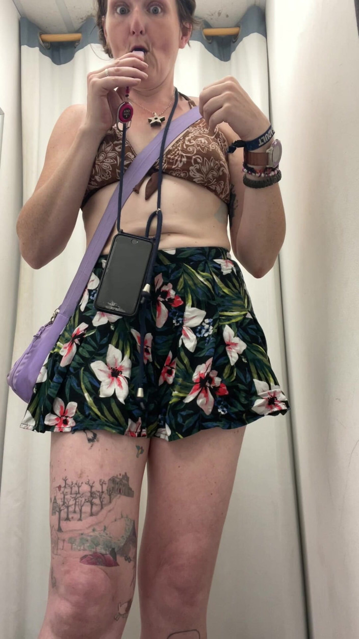 MistressWriggler: Striptease in a Shop as I Get Naked to Try...