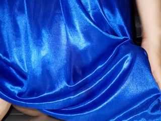 Naomisinka: Masturbation Cum Wearing Blue Satin Silk Lingerie