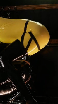 Latex size queen fucks slutty sub