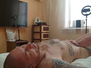 Sweet July: Foot and Buttock Massage Ended with Penis Masturbation with Cumshot...