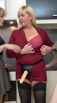 Lesbian granny threesome with ass licking and a teen babe