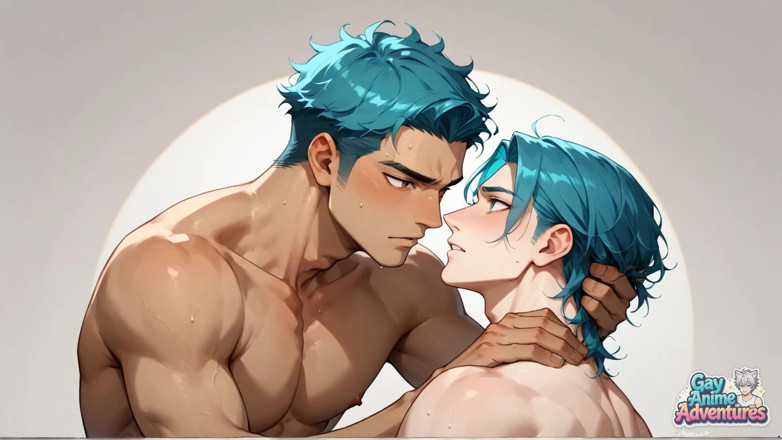 Gay Anime Adventures: Gag-worthy Creampie, Dude! Wow, the Blue-haired Cutie's Shower Sex!