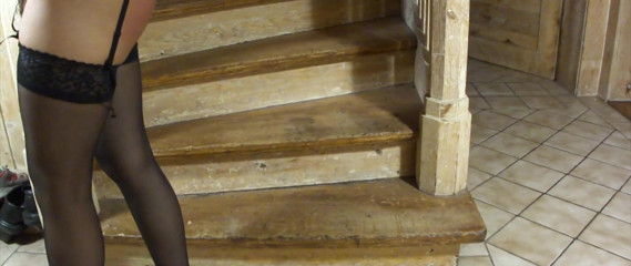 Asian Pussy Vision: Red ass - spanking home on the stairs