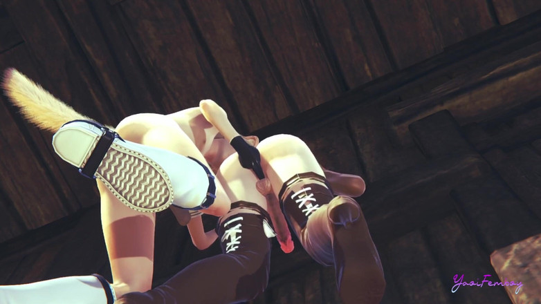 Yaoitube: 에렌 핸잡과 핑거링