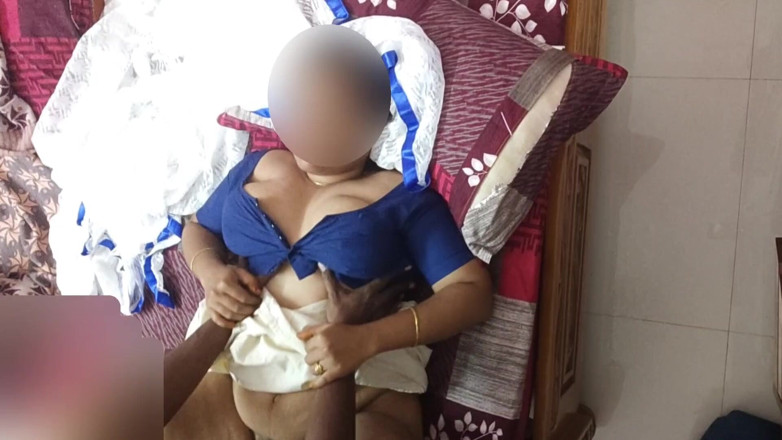 Black & white desicat: Desi Boudi Visaakaa in Blue Blouse Tits Squeezed Rough and...