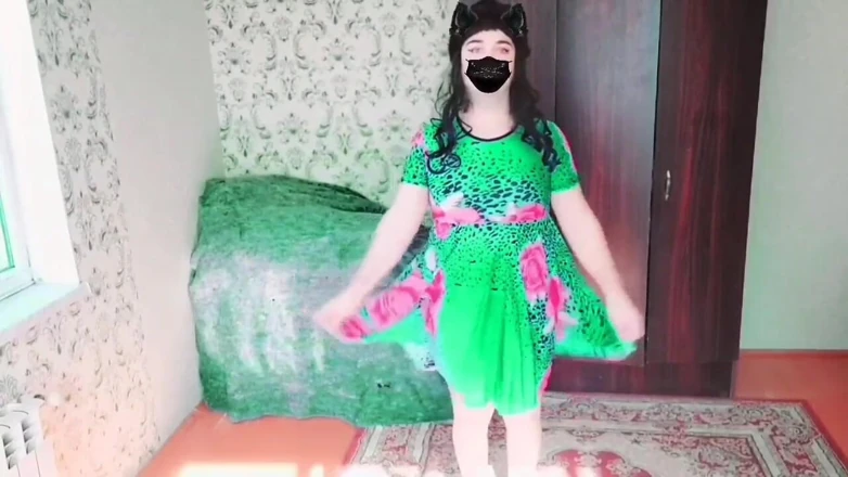 green emerald velvet dress CFNM Forced Party: Naked humiliation in front of clothed females