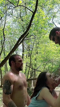 Outdoor Threesome and Facefuck