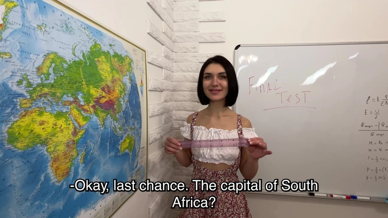 Vincent Vega: Cumshot in a student in a geography lesson!