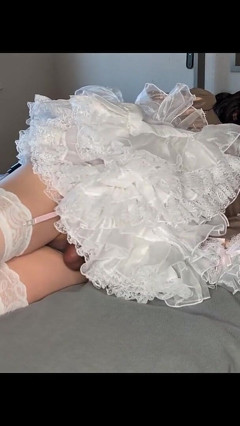 Sissy Maid in Self Bondage Plays with Her Sex Doll
