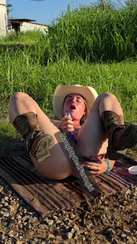 Bigass Redhead Takes BBC Dildo up Ass and Squirt Outside