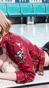 Blonde Commander in the Future Train! Red Patent Leather Uniform Is Insane