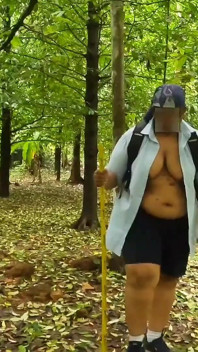 Casual Nude Walking, Chubby Girl Walking Completely Naked in the Jungle