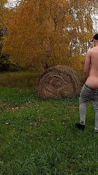 Jerking off a Big Cock Outdoors