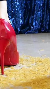 I Crush Pasta with Red High Heels Asmr