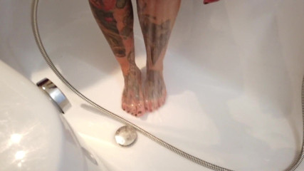 Fetish videos by Alex: Tattooed Blonde MILF Washes Her Feet