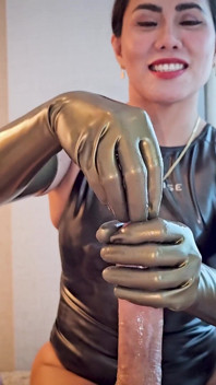 Femdom Sounding with Latex Gloves