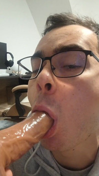 College Boy Sucks Stepdaddy's Cock Until He Cums in His Mouth (dildo)
