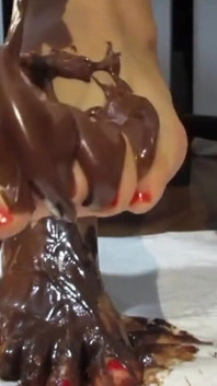 My Feet with Varnished Nails, All Covered with Chocolate Cream