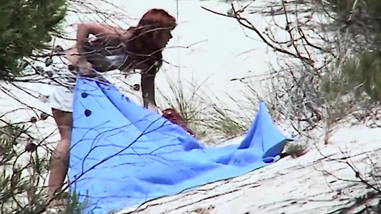 Sextermedia by Pete: Redhead Beauty Dildoing Pussy on the Sandy Beach