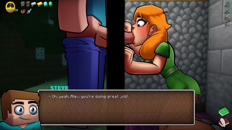 Alita: Alex Menghisap Steve Melalui Lubang Gemilang! Blowjob selamba , Parodi Minecraft