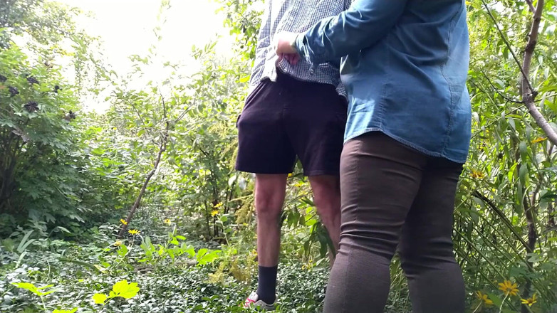 OurFetishLife: Curvy milf holds cock while he pees