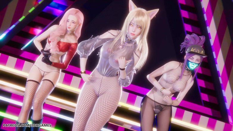 3D-Hentai Games: Mmd Babymonster - Побийте Ahri Evelynn Akali Сексуальний стриптиз League of Legends Hentai Uncensored 4K 60fps
