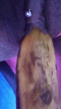 Fucking My Black Hairy Pussy with a Banana Load Moaning Orgasms
