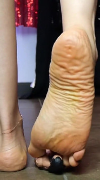 Trampled Barefoot by the Italian Goddess in Black Toenail Polish Ita