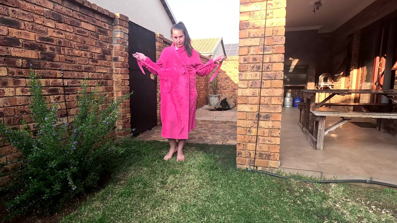 Domslutfucker: Chubby Slut Taking a Piss on the Rose Bush