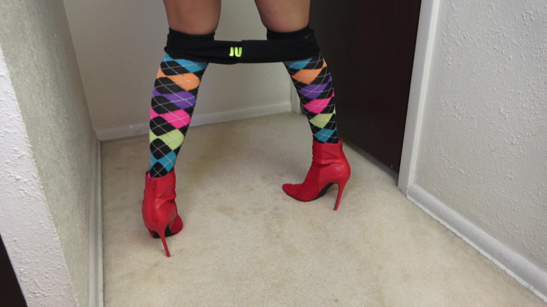 Nali Marie: Stripping Bimbo Red Latex Stripper Heels Lingerie Strip-tease Boob Bouncing...