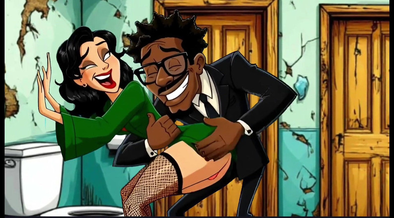 Octopussy Lovers Club: Sürtük Evli Kadın Edepsiz Umumi Tuvalette Sikiliyor. Karikatür