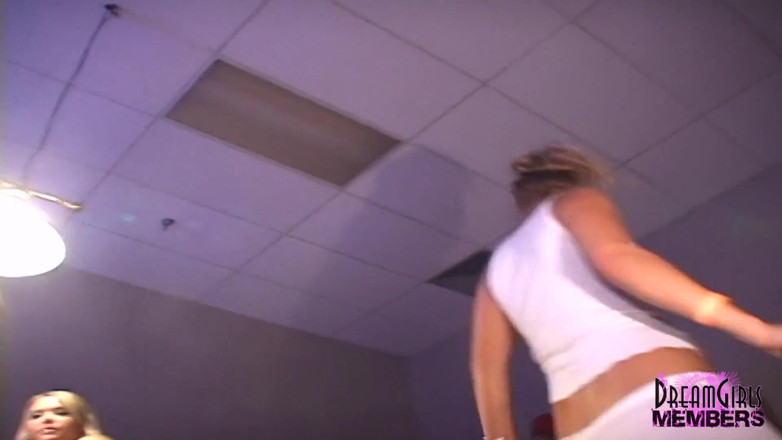 Dream Girls: Girls show pussy in night club back room